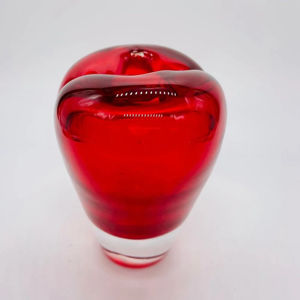 Salviati Murano Heart Glass Vase by Maria Christina Hamel Red Clear 1990s